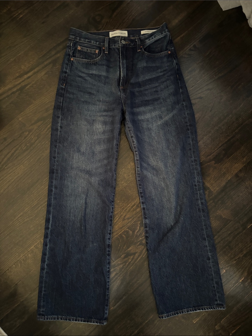 Denim Forum Farrah High Waist Wide Leg Dark Blue Jeans